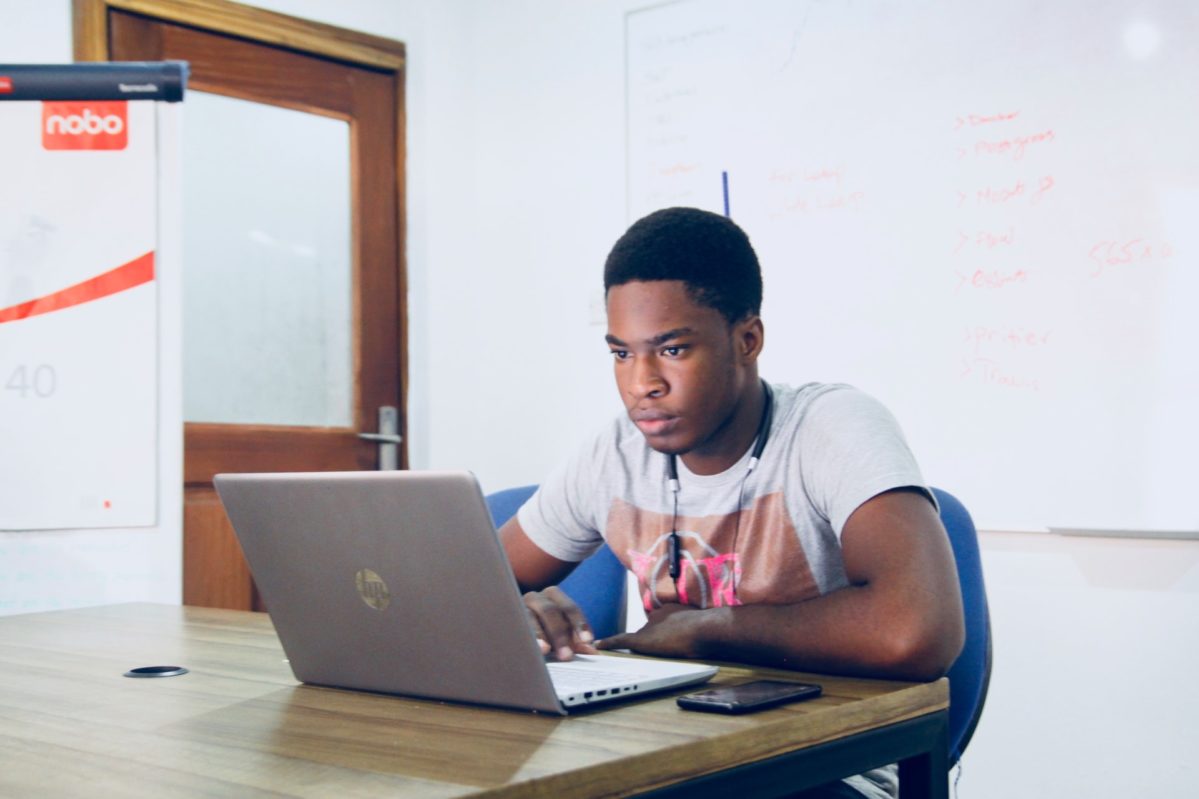 freelancer at desk working