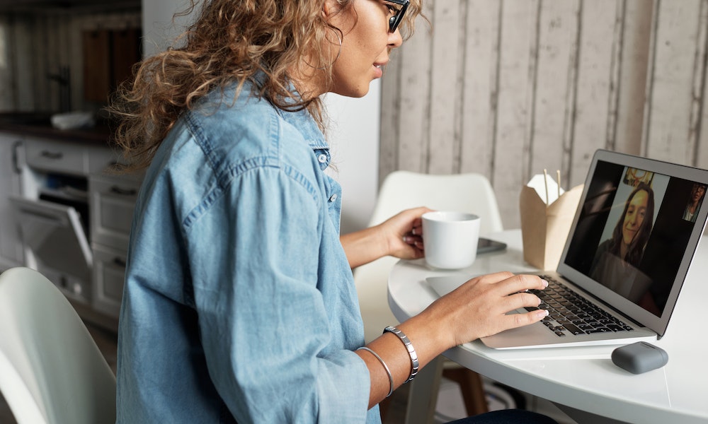 woman doing virtual interview