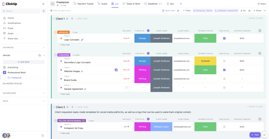 ClickUp for Freelancers
