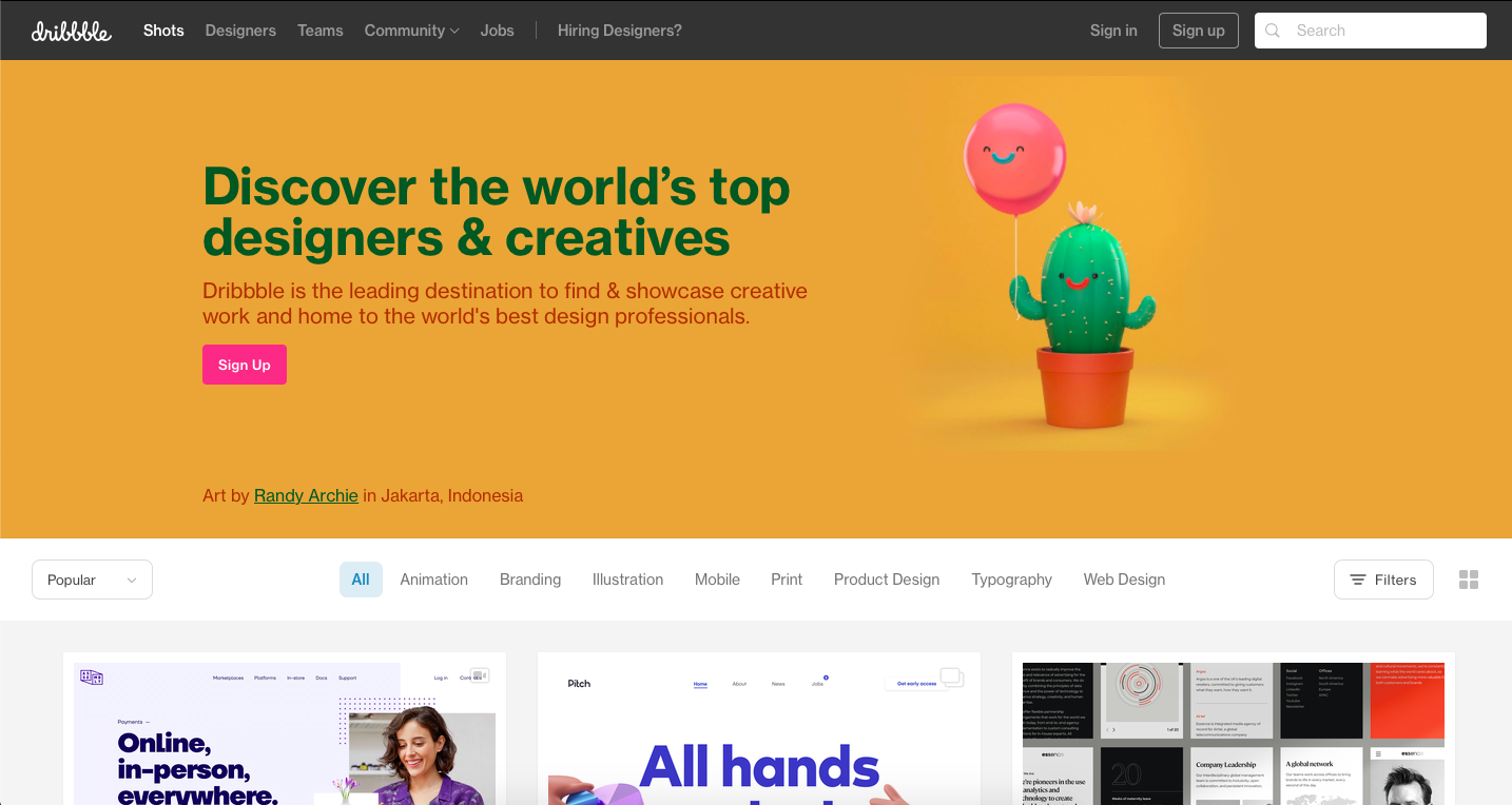 Dribble is a platform for finidng freelance graphic design jobs