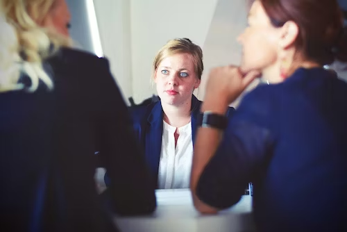 woman communicating with team