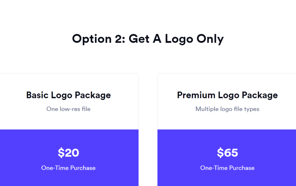 looka pricing option 2 a logo only