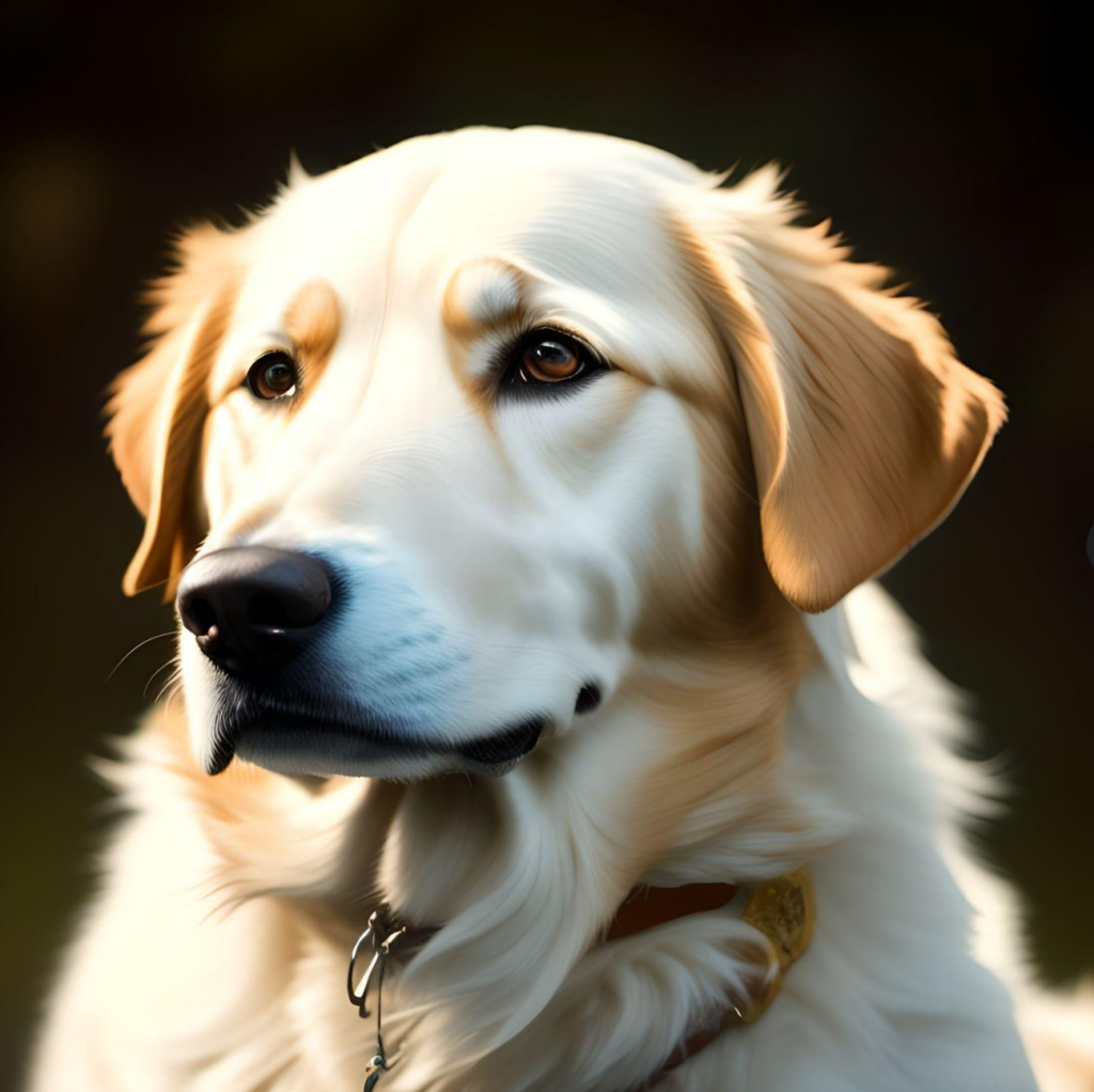 A golden retriever outside.