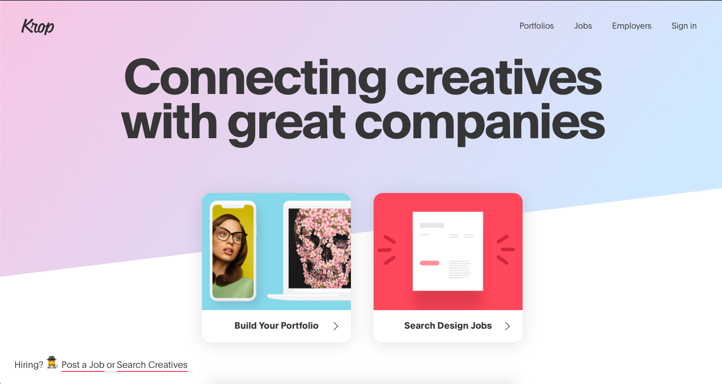 Krop is a platform for finidng freelance graphic design jobs