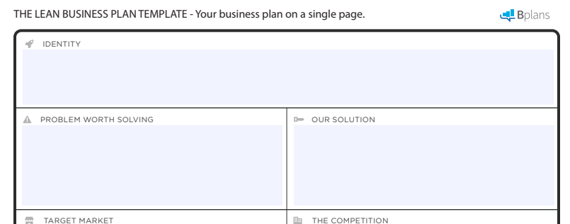 one page business plan template - bplans