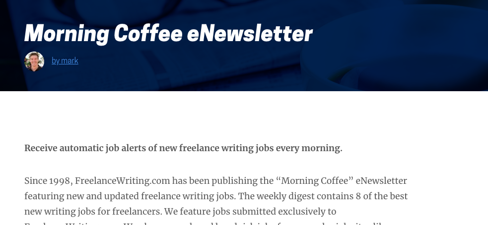 Freelance Writing Jobs for Beginners in the Morning Coffee Newsletter