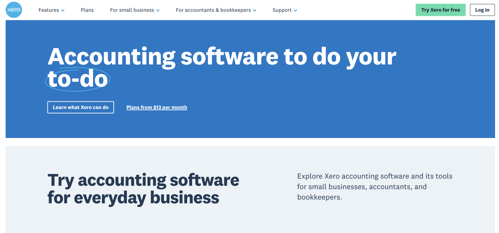 xero homepage