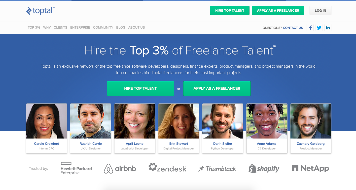 Toptal is a platform for finidng freelance graphic design jobs